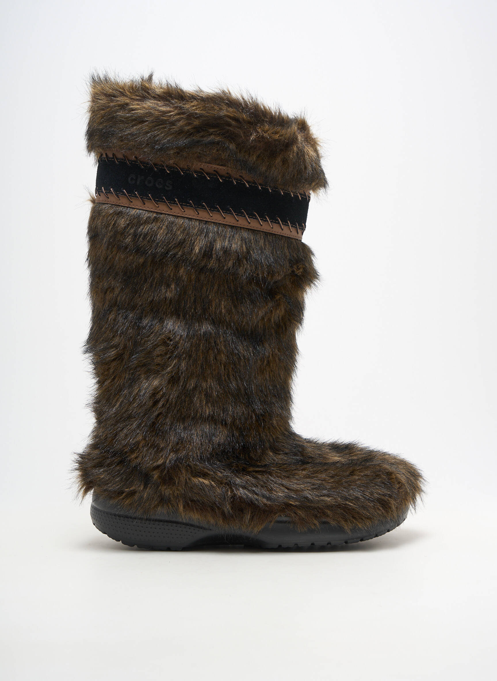 Bottes fourrée talon plat jusqu'à 3cm marron CROCS femme