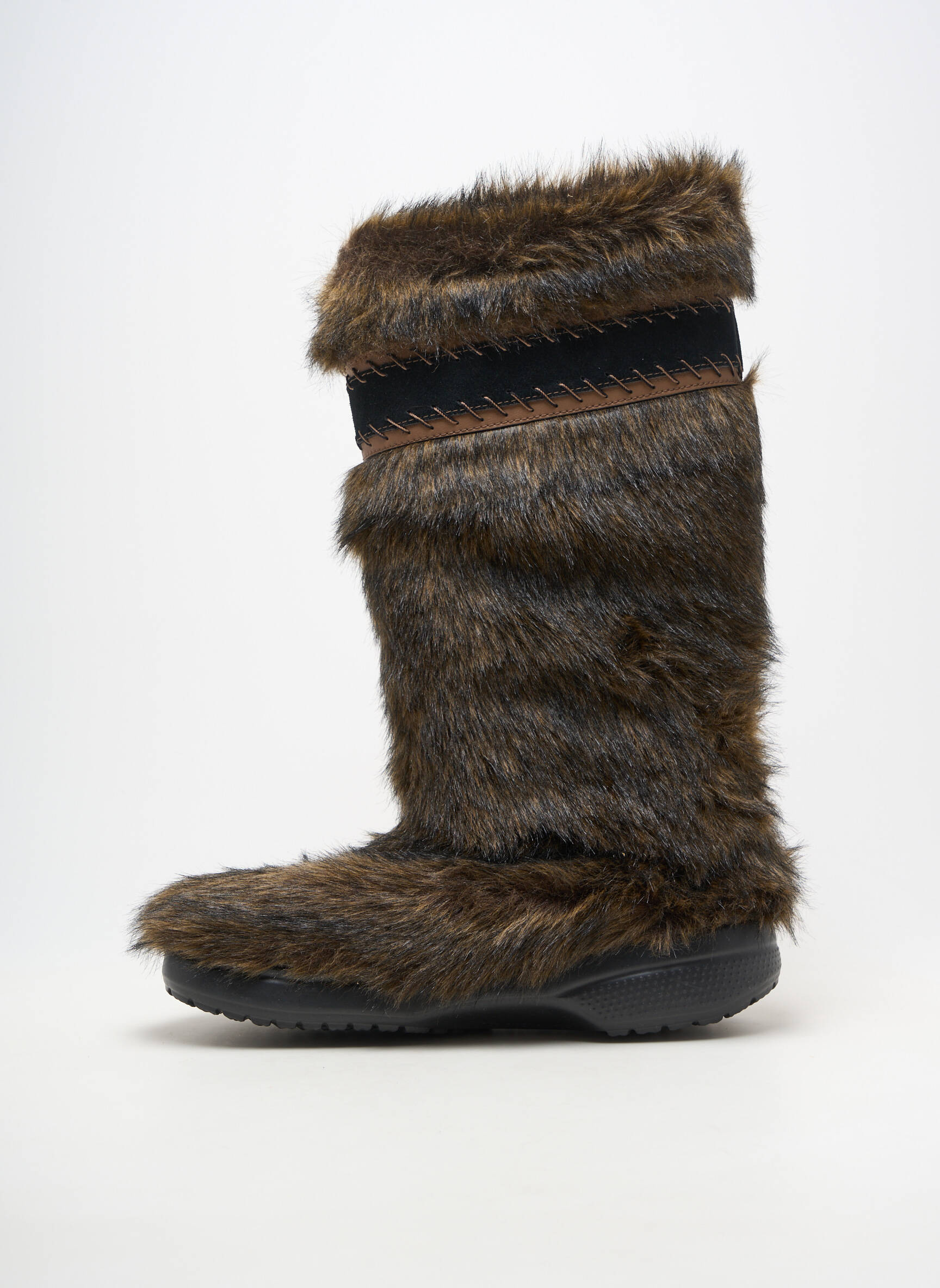 Bottes fourrée talon plat jusqu'à 3cm marron CROCS femme