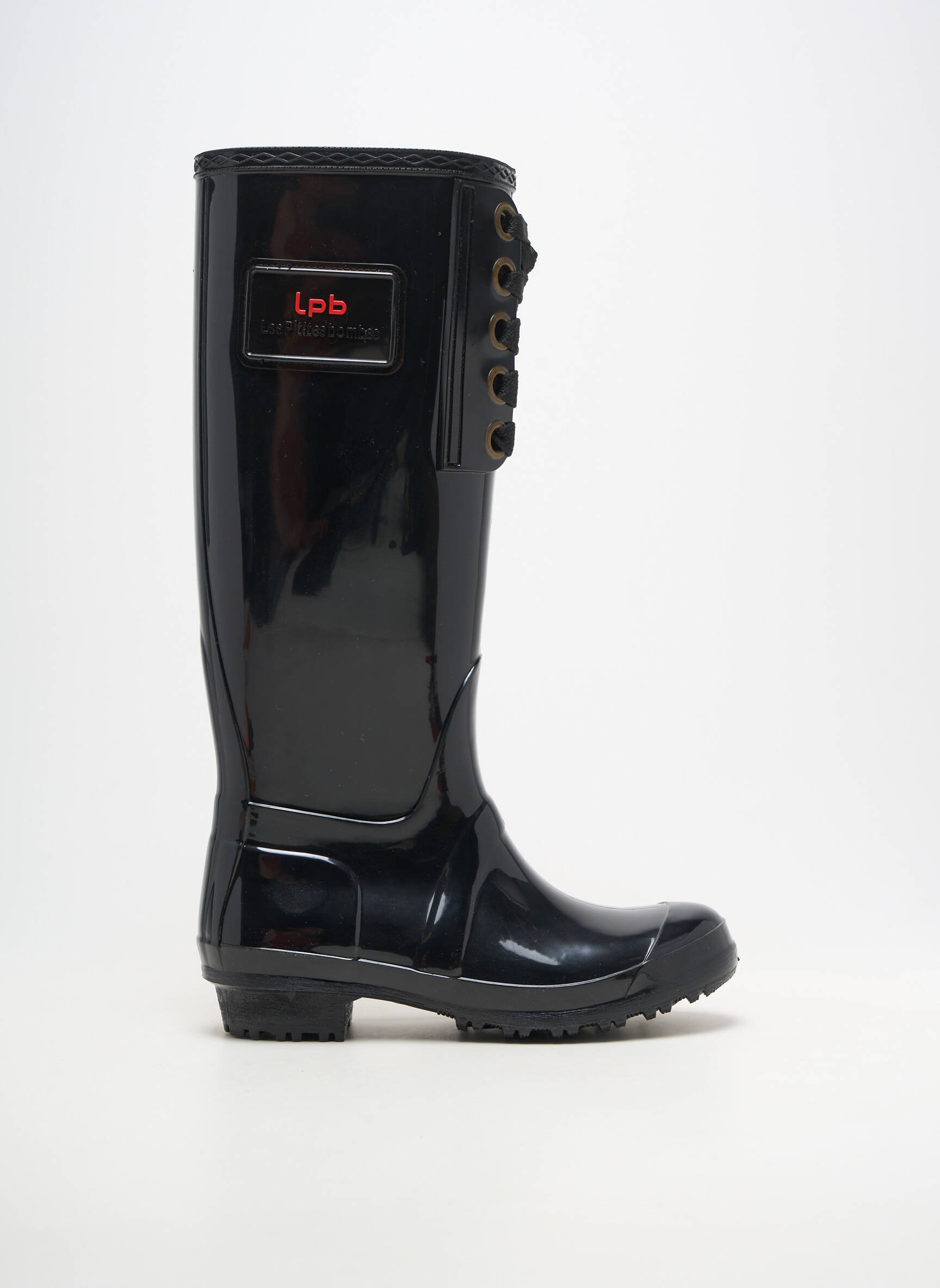 Bottes matière lisse talon plat jusqu'à 3cm noir LPB LES PETITES BOMBES  femme