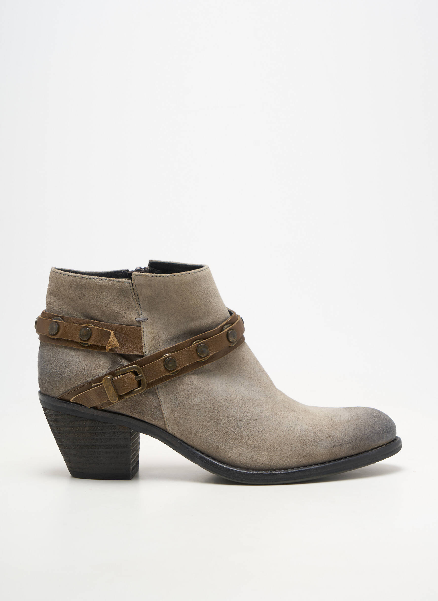 Bottines/boots matière lisse talon de 4 à 6cm gris UN MATIN D'ETE femme
