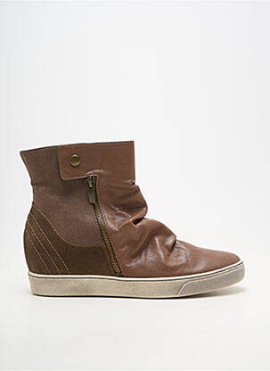 Bottines/boots tissage satiné talon plat jusqu'à 3cm marron MADISON femme