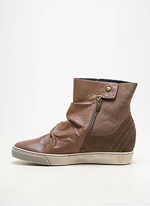 Bottines/boots tissage satiné talon plat jusqu'à 3cm marron MADISON femme