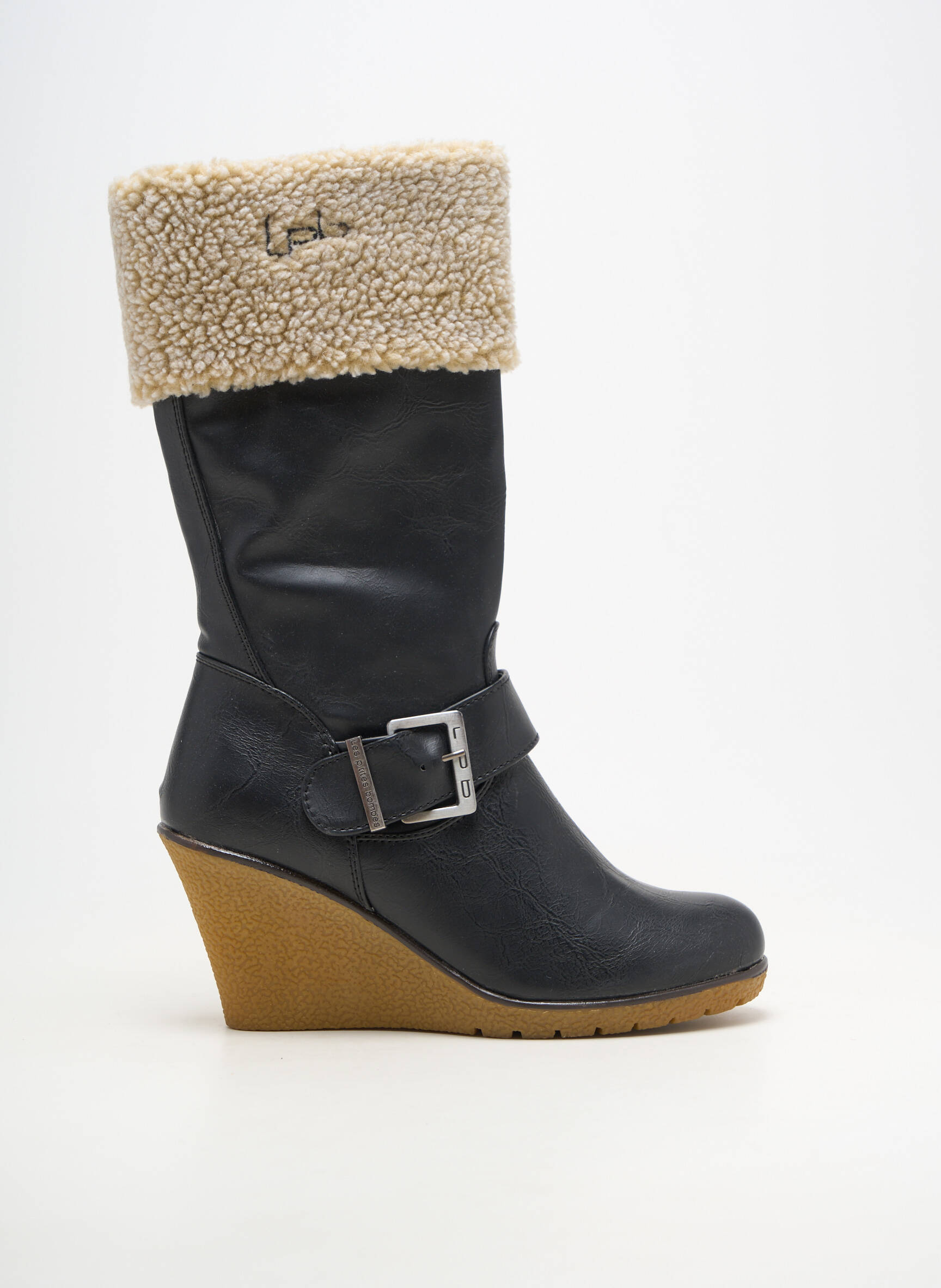 Bottes matière lisse talon de 7 à 9cm noir LPB LES PETITES BOMBES  femme
