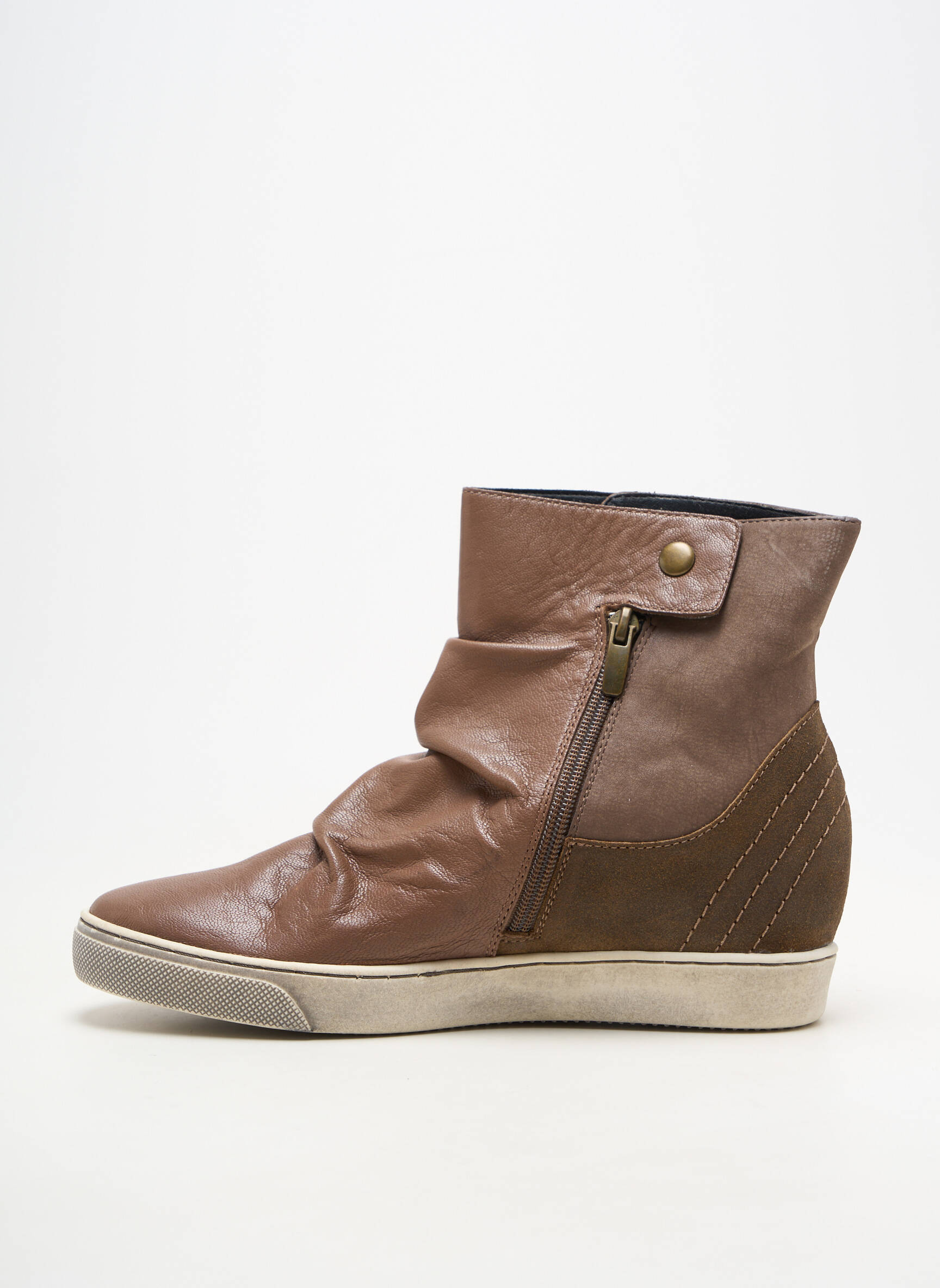 Bottines/boots tissage satiné talon plat jusqu'à 3cm marron MADISON femme