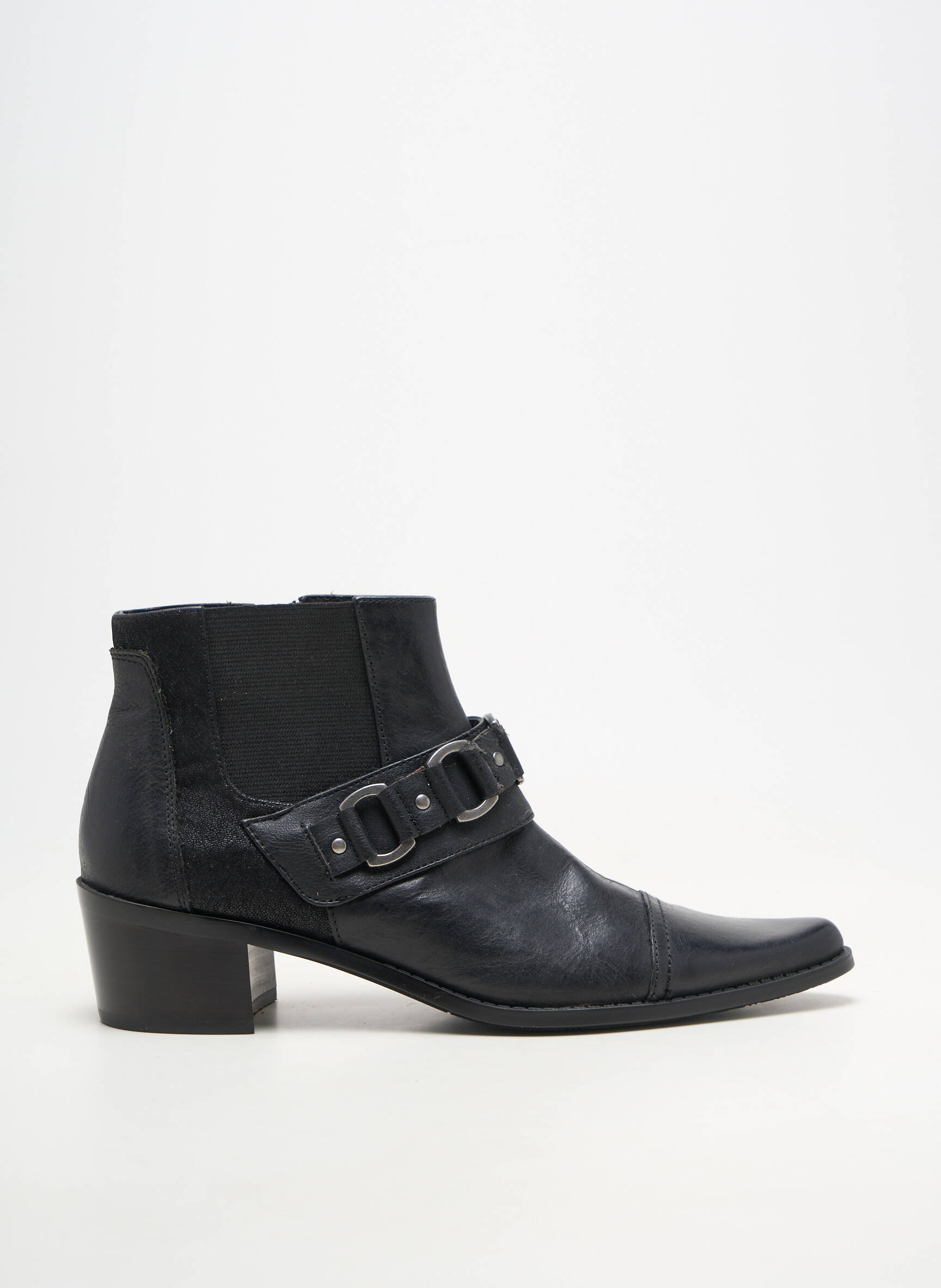 Bottines/boots matière lisse talon de 4 à 6cm noir MADISON femme