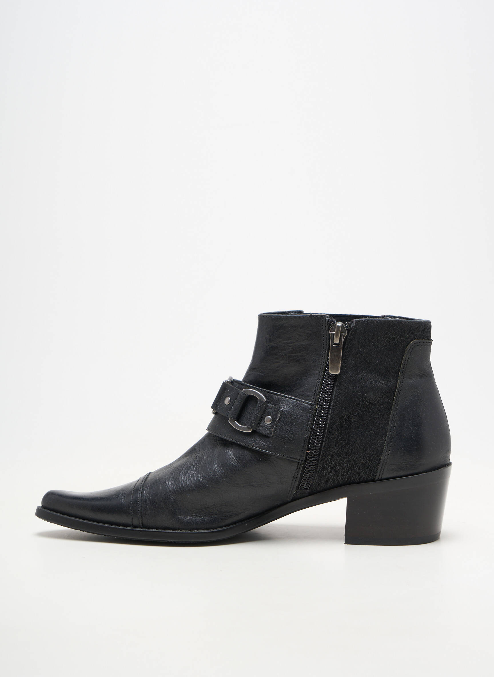 Bottines/boots matière lisse talon de 4 à 6cm noir MADISON femme
