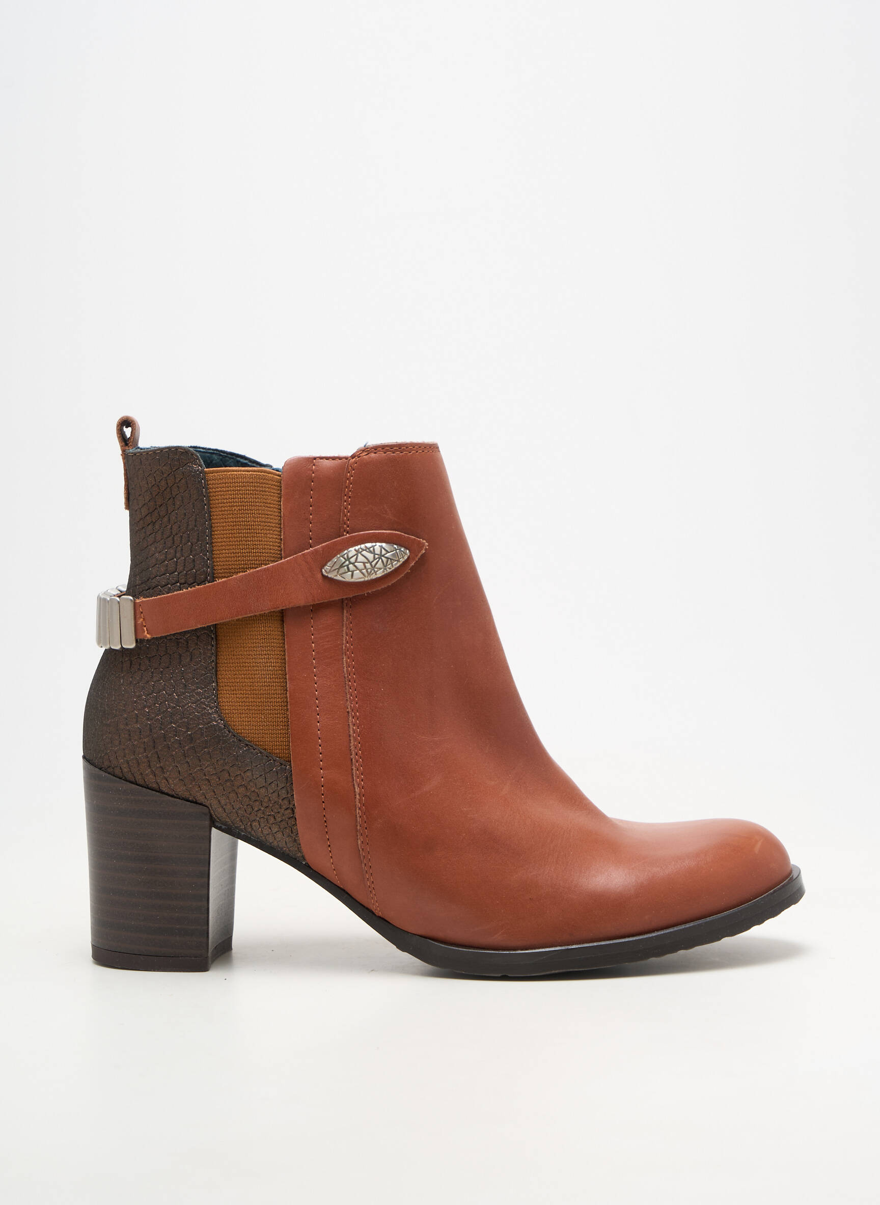 Bottines/boots matière lisse talon de 7 à 9cm marron KARSTON femme