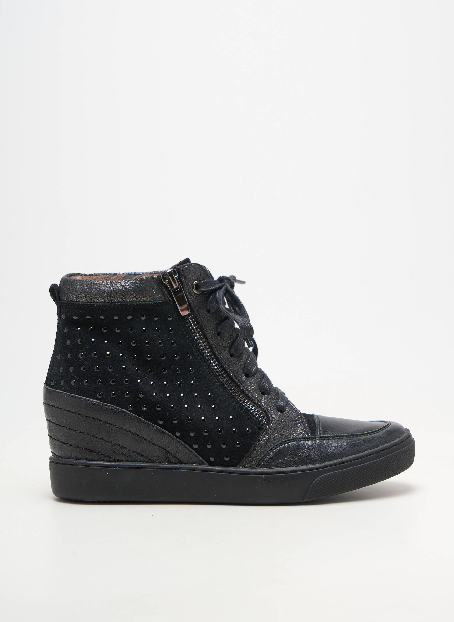 Baskets matière lisse talon plat jusqu'à 3cm noir MADISON femme