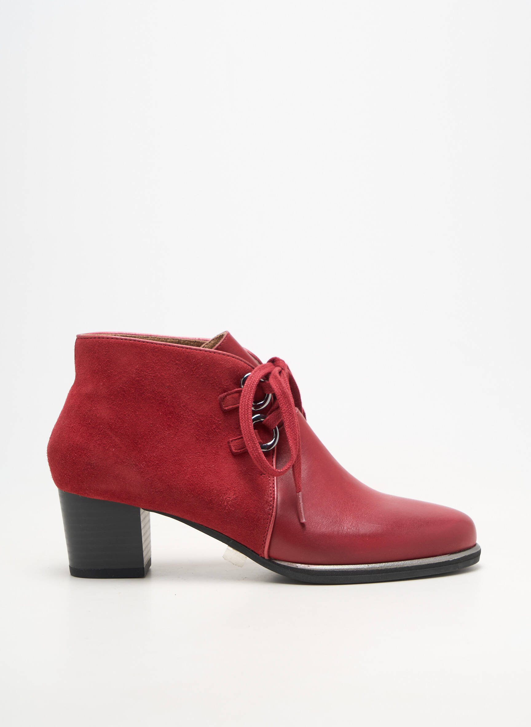 Bottines/boots matière lisse talon de 4 à 6cm rouge SWEET femme