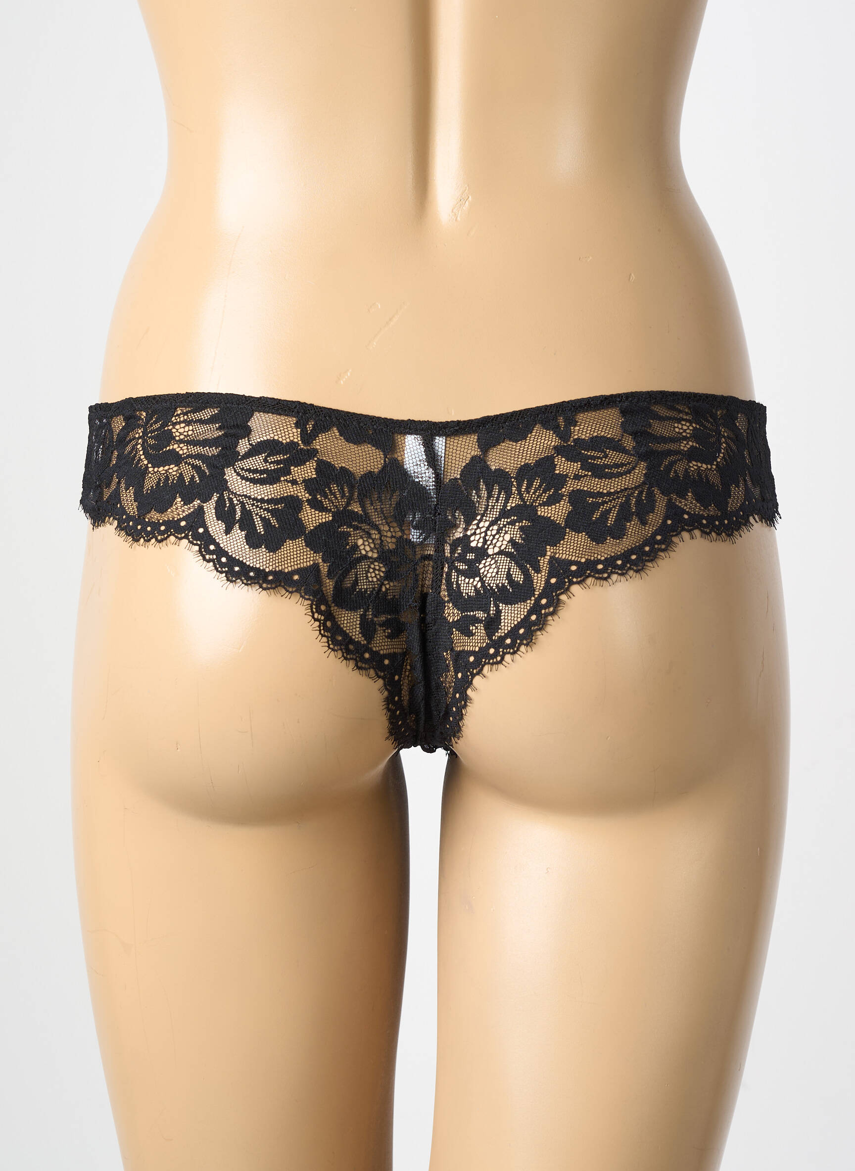 Tanga tissage dentelle noir MEY femme