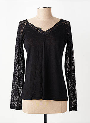 Top tissage jersey manches longues noir SCHOOL RAG femme