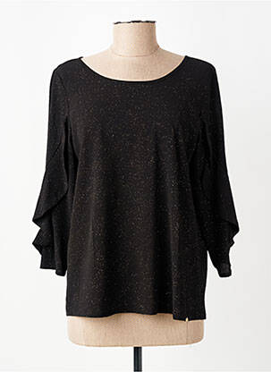 Top col rond manches 3/4 noir RINASCIMENTO femme