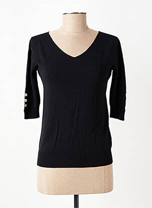 Pull coupe cintrée manches 3/4 noir RINASCIMENTO femme