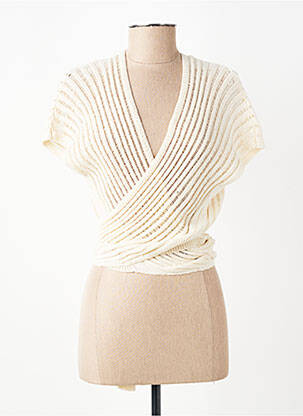 Gilet cache-cœur resserrée sur le bas beige LOTUS EATERS femme