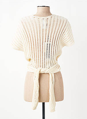 Gilet cache-cœur resserrée sur le bas beige LOTUS EATERS femme