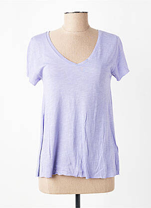 T-shirt col v manches courtes violet AMERICAN VINTAGE femme