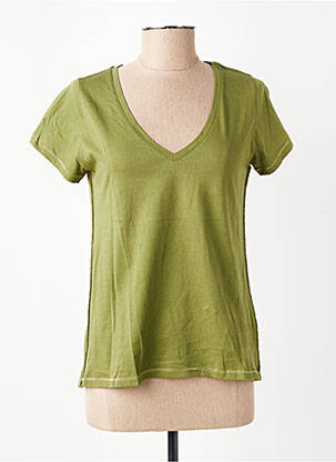 T-shirt col v manches courtes vert KANOPE femme