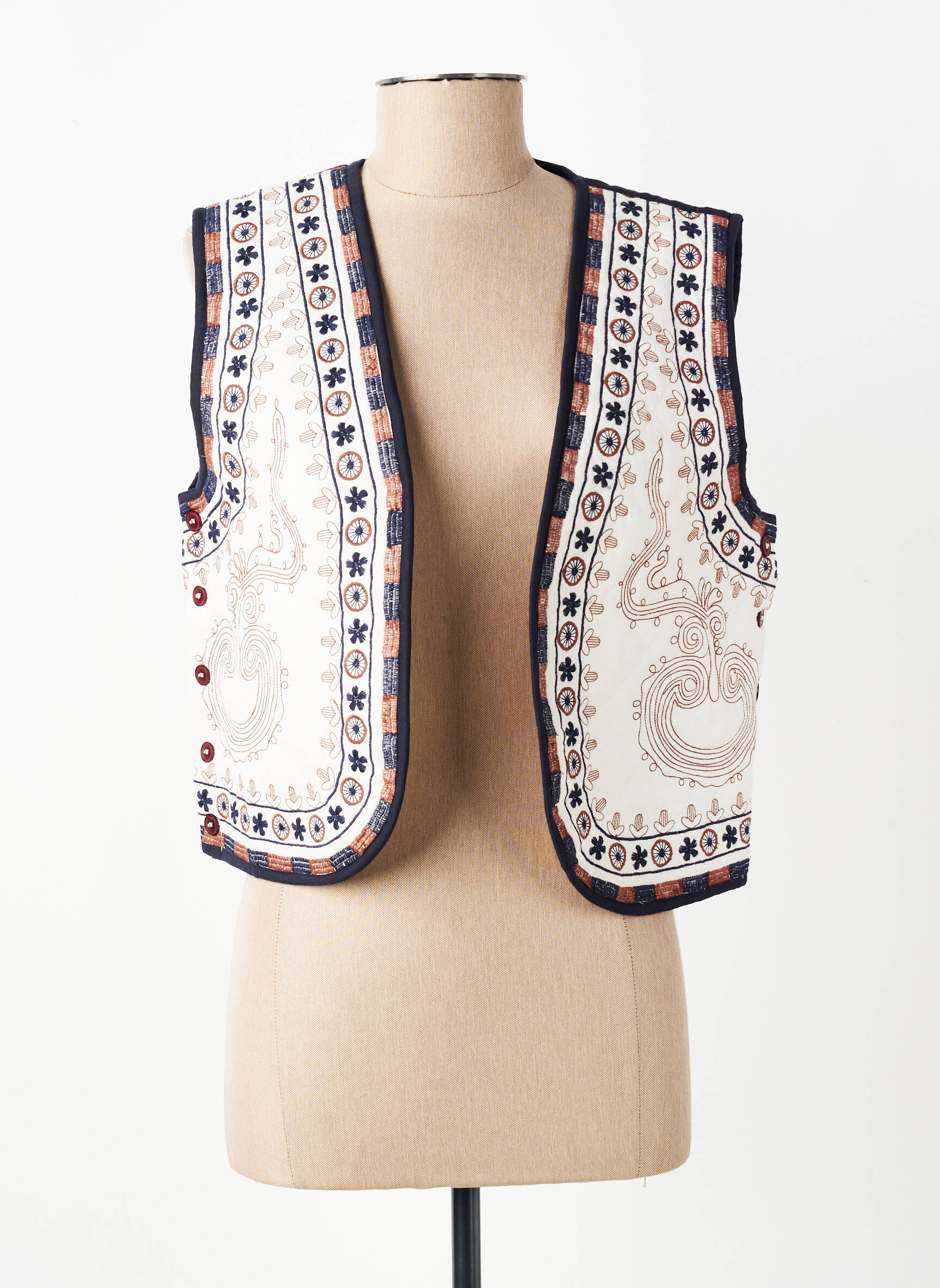 Gilet sans manche coupe droite bleu MAMOUCHKA femme
