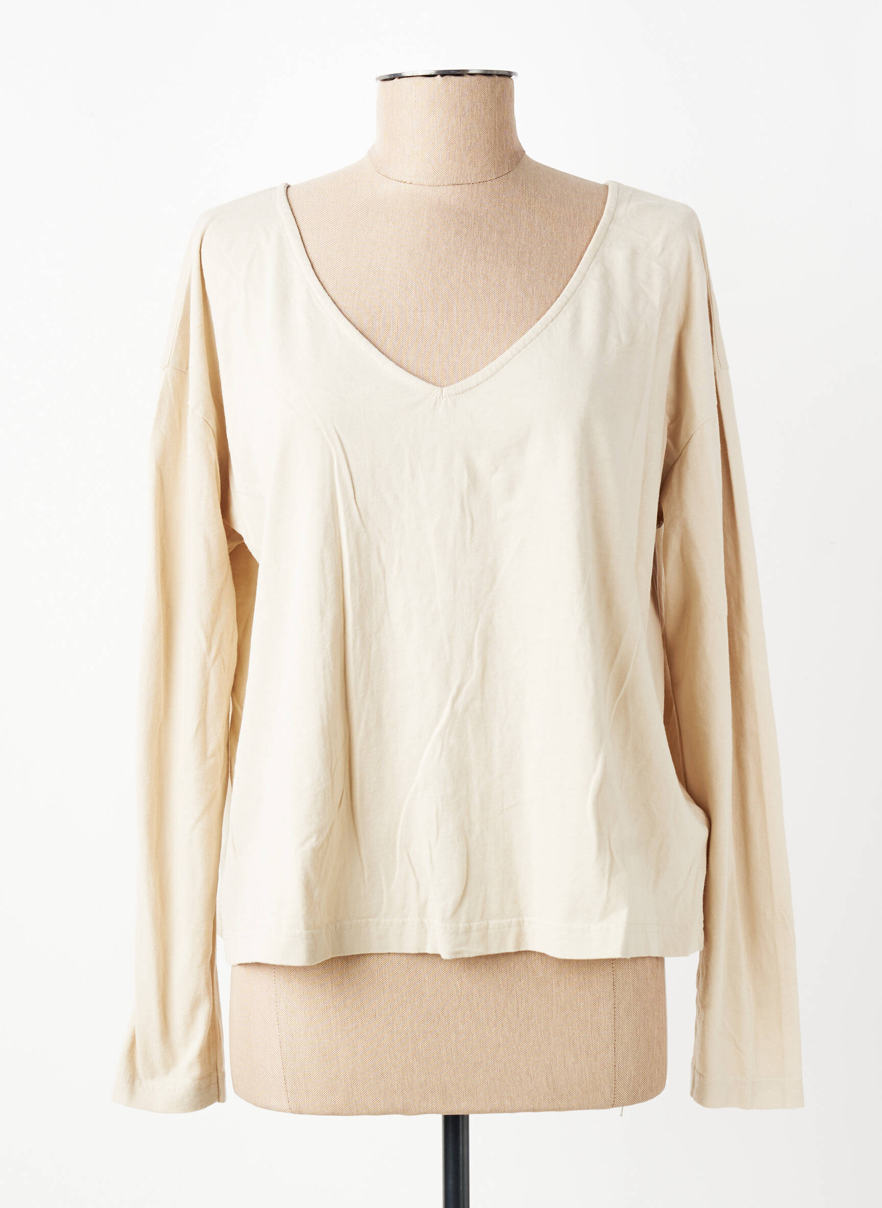 T-shirt manches longues manches longues beige AMERICAN VINTAGE femme