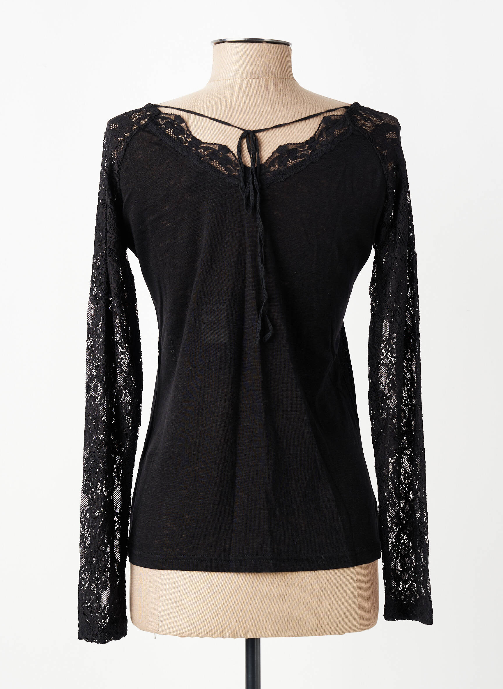 Top tissage jersey manches longues noir SCHOOL RAG femme