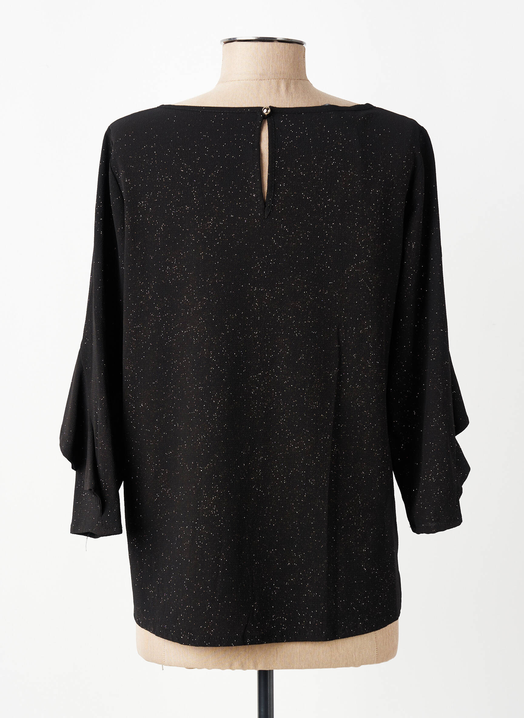 Top col rond manches 3/4 noir RINASCIMENTO femme