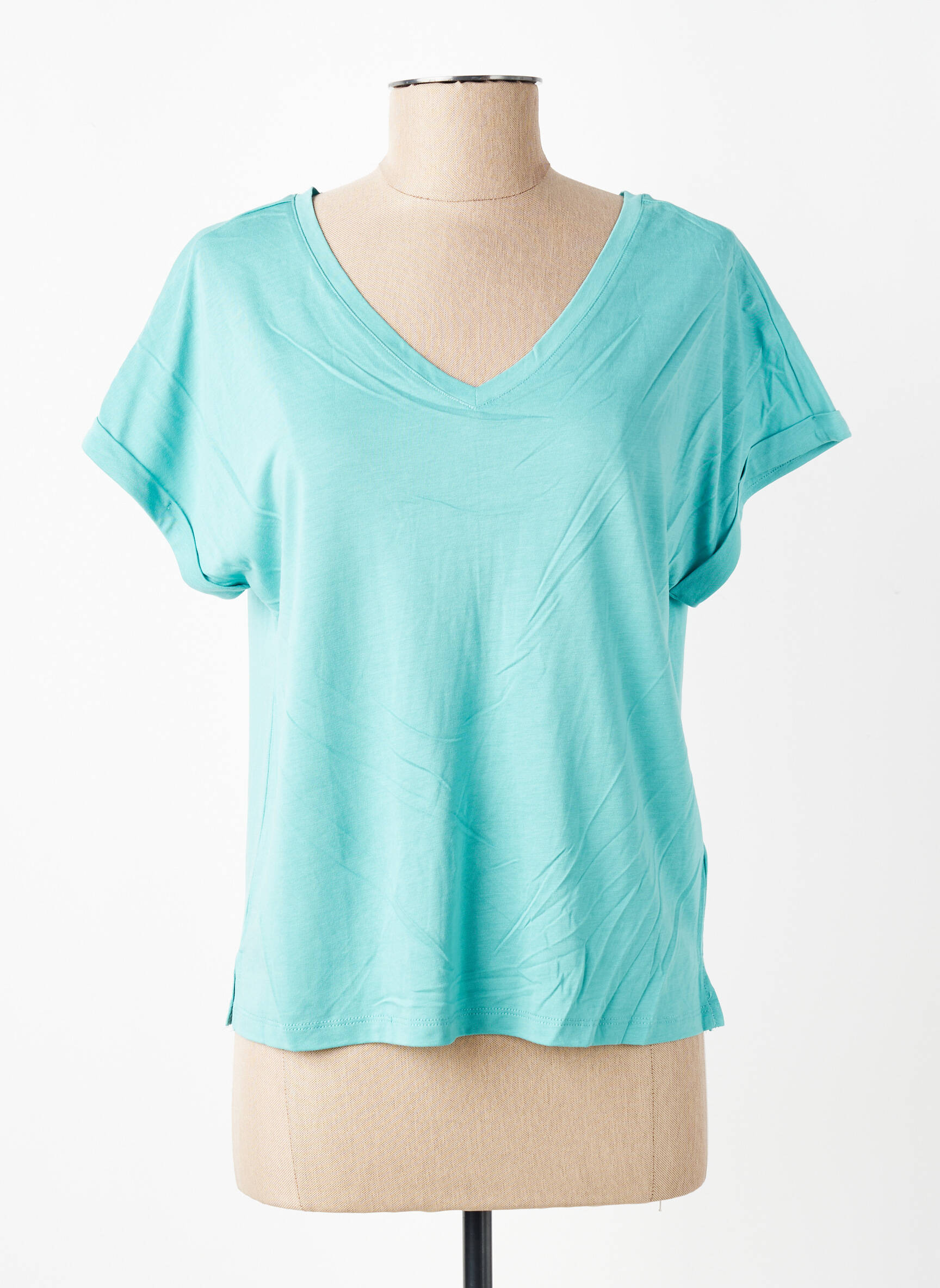 T-shirt col v manches courtes bleu LOLA ESPELETA femme
