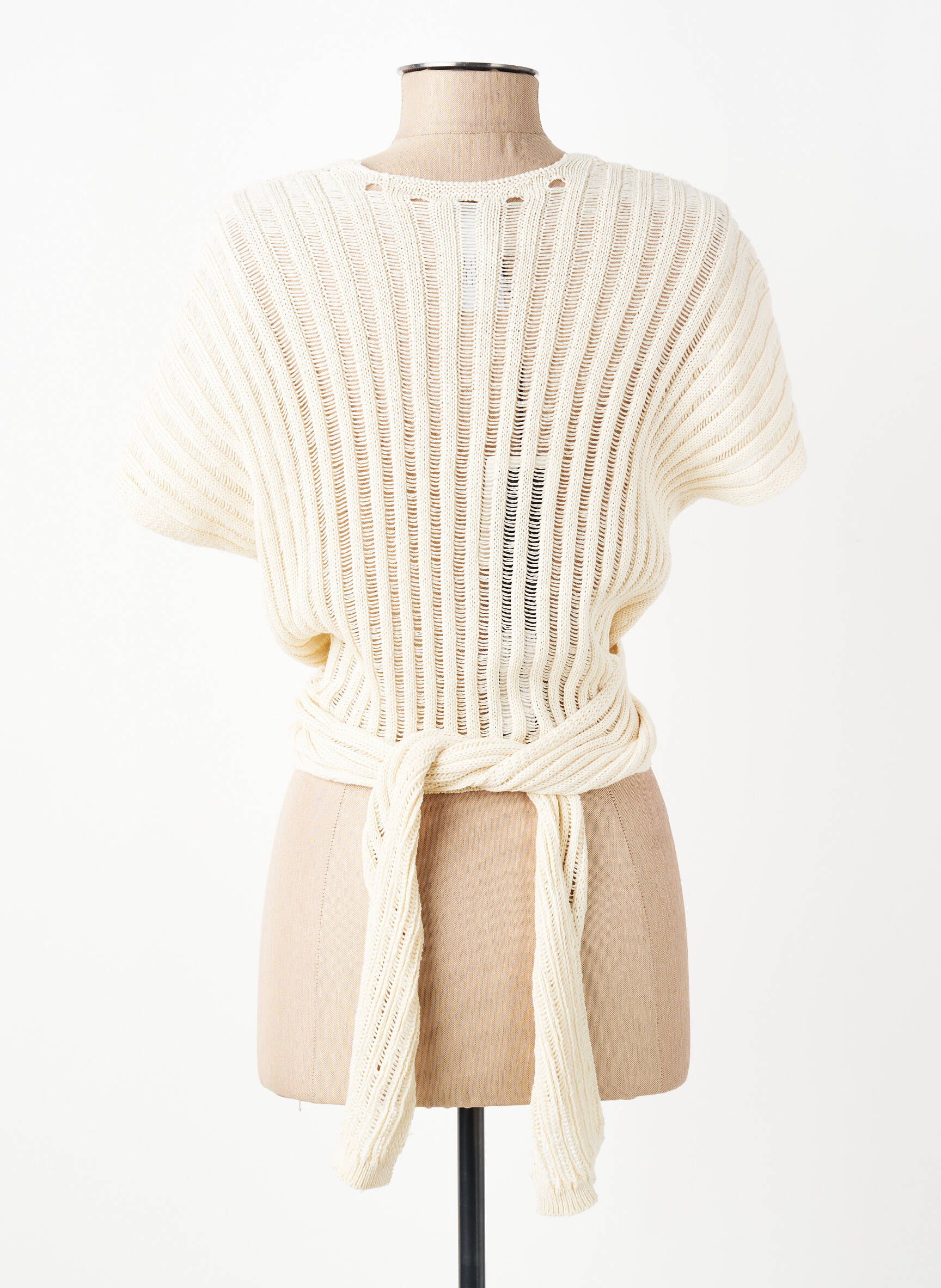 Gilet cache-cœur resserrée sur le bas beige LOTUS EATERS femme