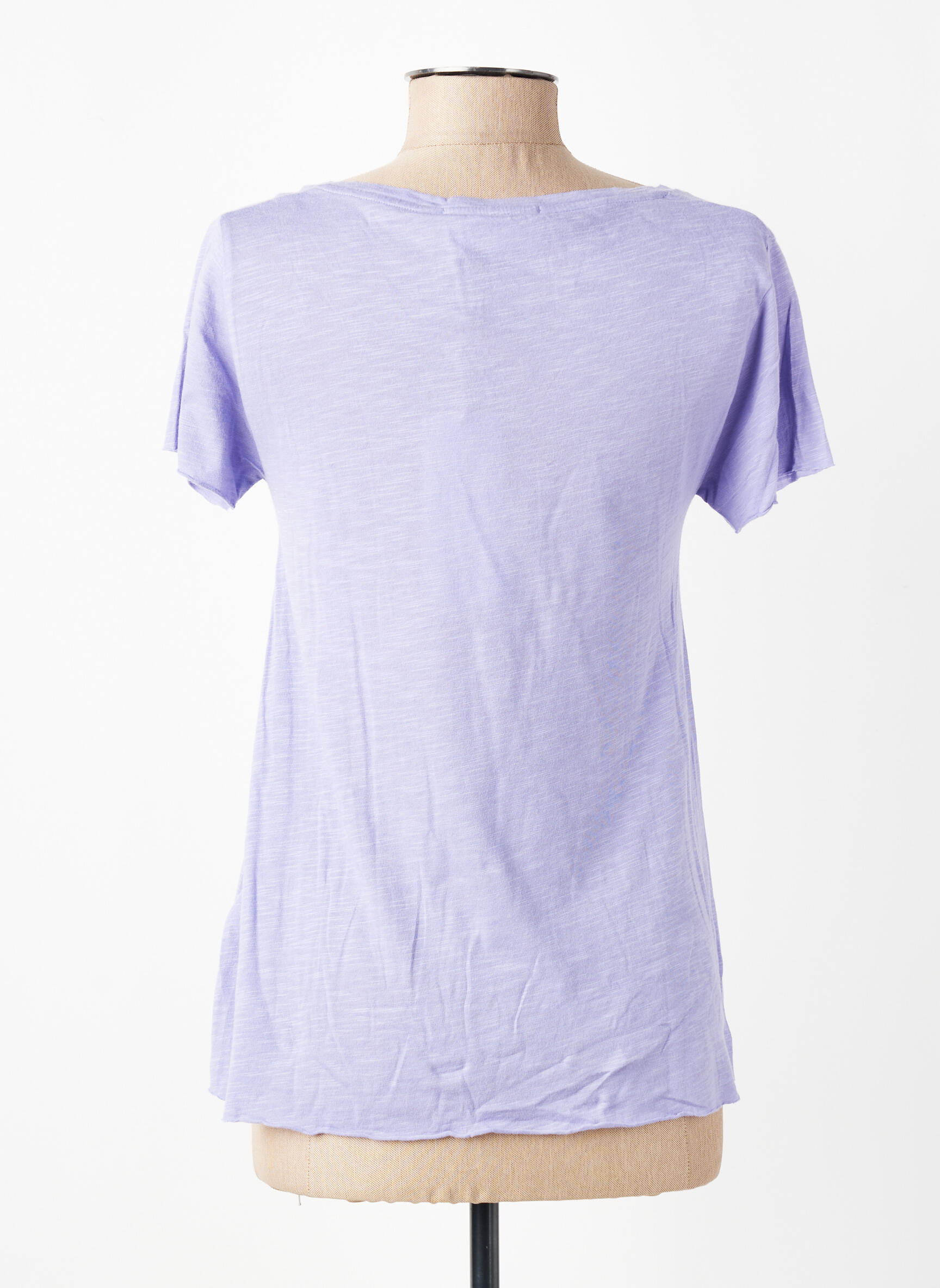 T-shirt col v manches courtes violet AMERICAN VINTAGE femme