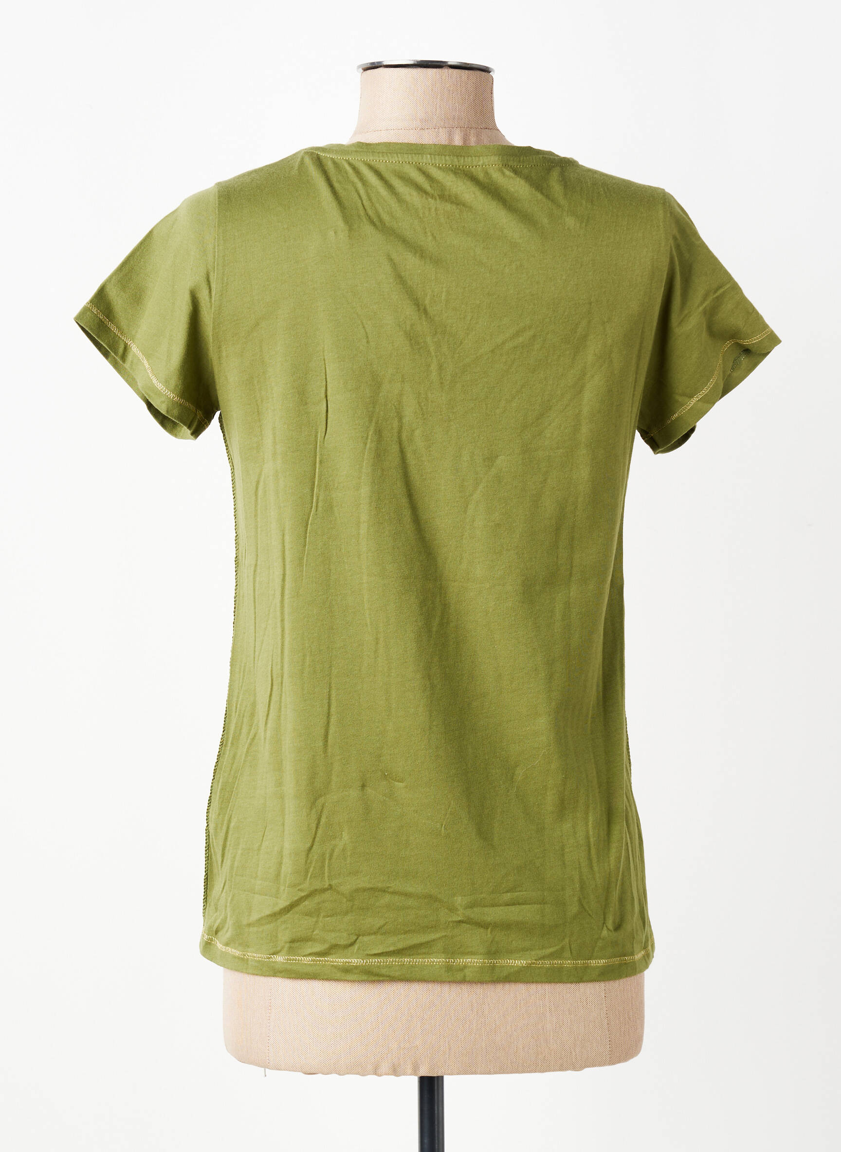 T-shirt col v manches courtes vert KANOPE femme