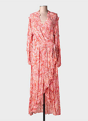 Robe longue imprimé fantaisie manches longues orange SUNCOO femme