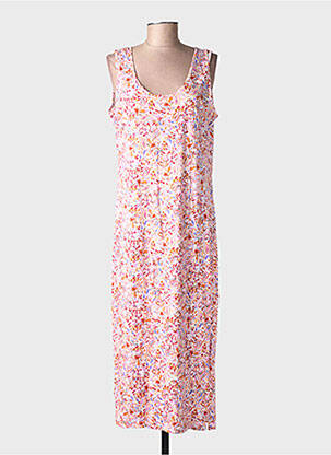 Robe longue imprimé fantaisie sans manche rose RUE MAZARINE femme