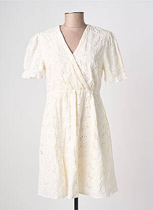 Robe mi-longue coupe fluide manches courtes beige RUE MAZARINE femme