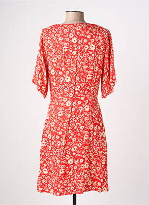 Robe mi-longue imprimé fleurs manches courtes rouge FREEMAN T.PORTER femme