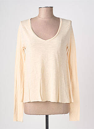 Top stretch manches longues beige clair AMERICAN VINTAGE femme