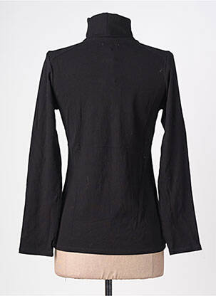 Pull col roulé tissage côtelé manches longues noir KANOPE femme