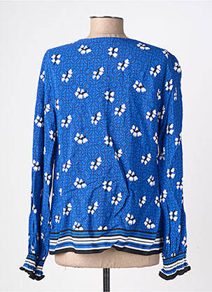 Chemisier tissage crêpe manches longues bleu SUNCOO femme