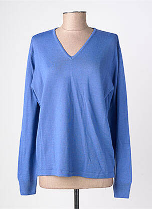 Pull coupe cintrée manches longues bleu ELLEMME femme