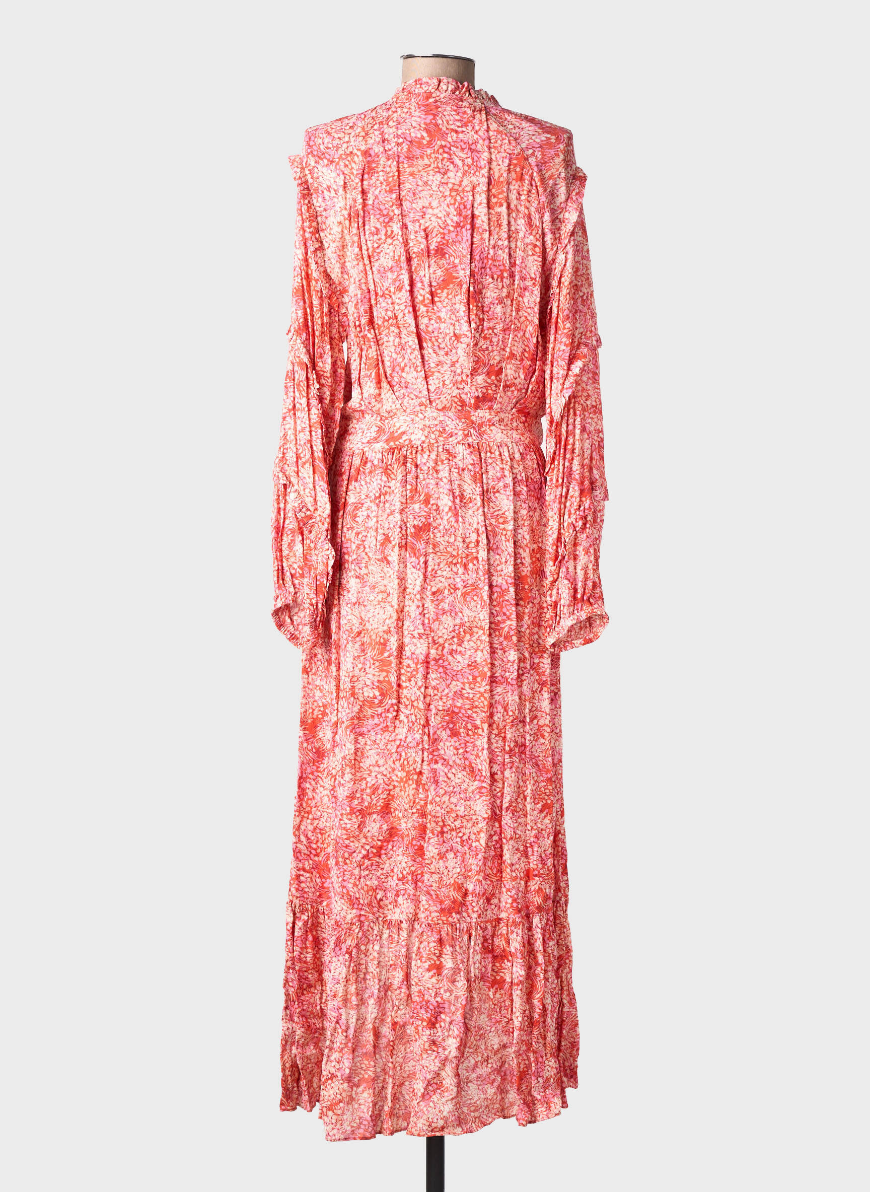 Robe longue imprimé fantaisie manches longues orange SUNCOO femme