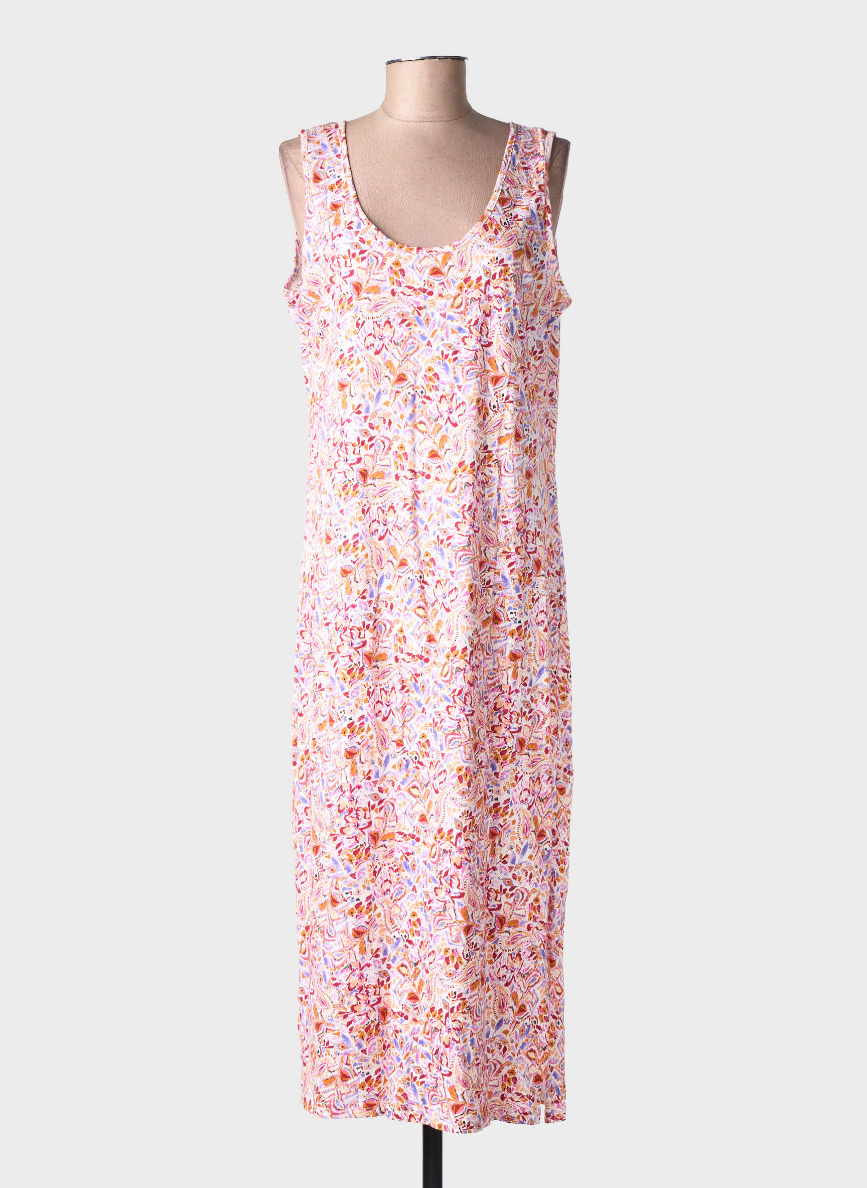 Robe longue imprimé fantaisie sans manche rose RUE MAZARINE femme