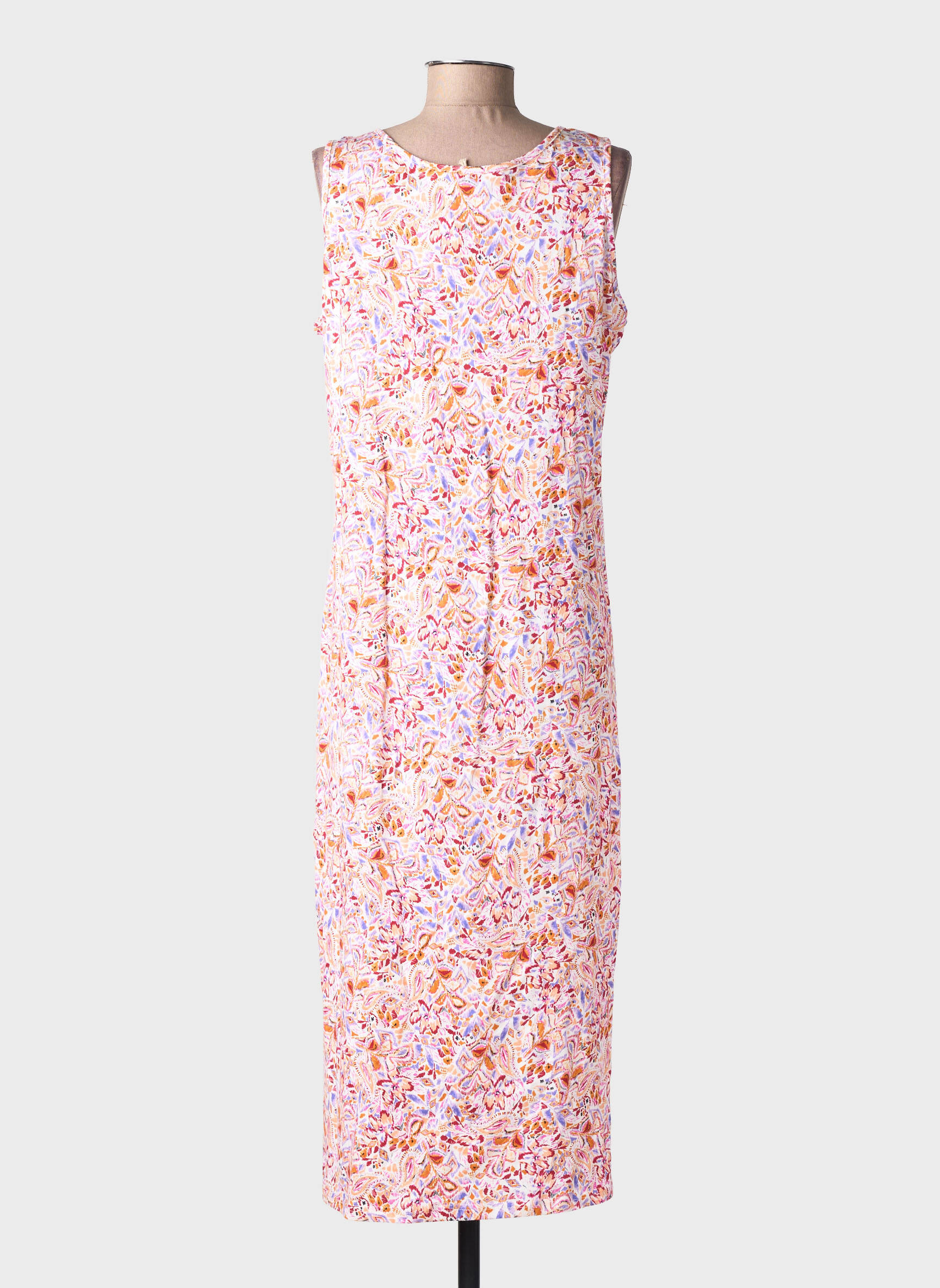 Robe longue imprimé fantaisie sans manche rose RUE MAZARINE femme