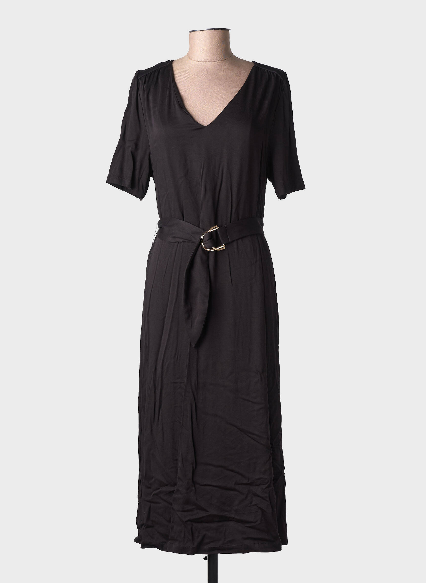 Robe longue manches courtes manches courtes noir LOLA ESPELETA femme