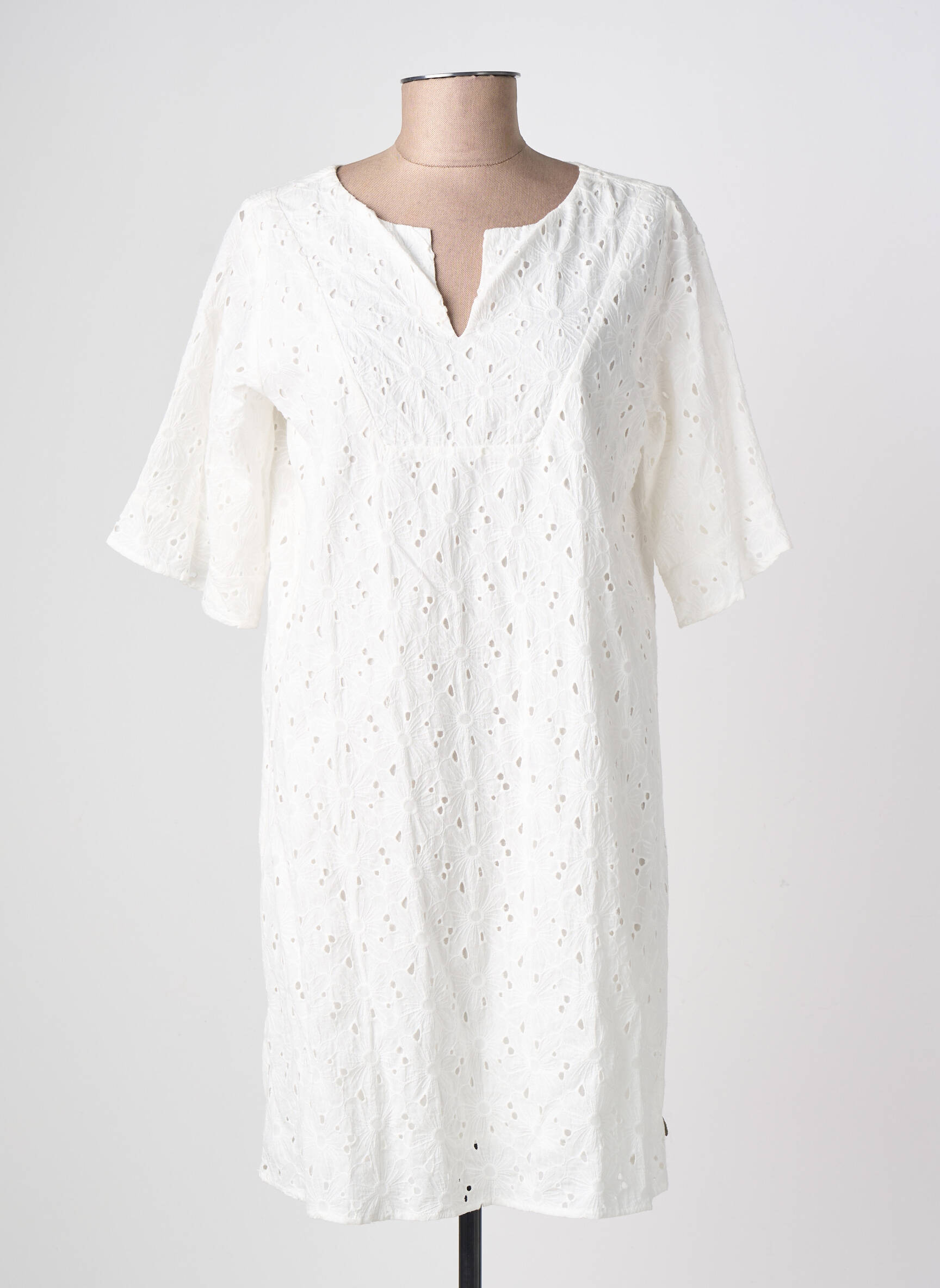 Robe mi-longue manches courtes manches courtes blanc FREEMAN T.PORTER femme