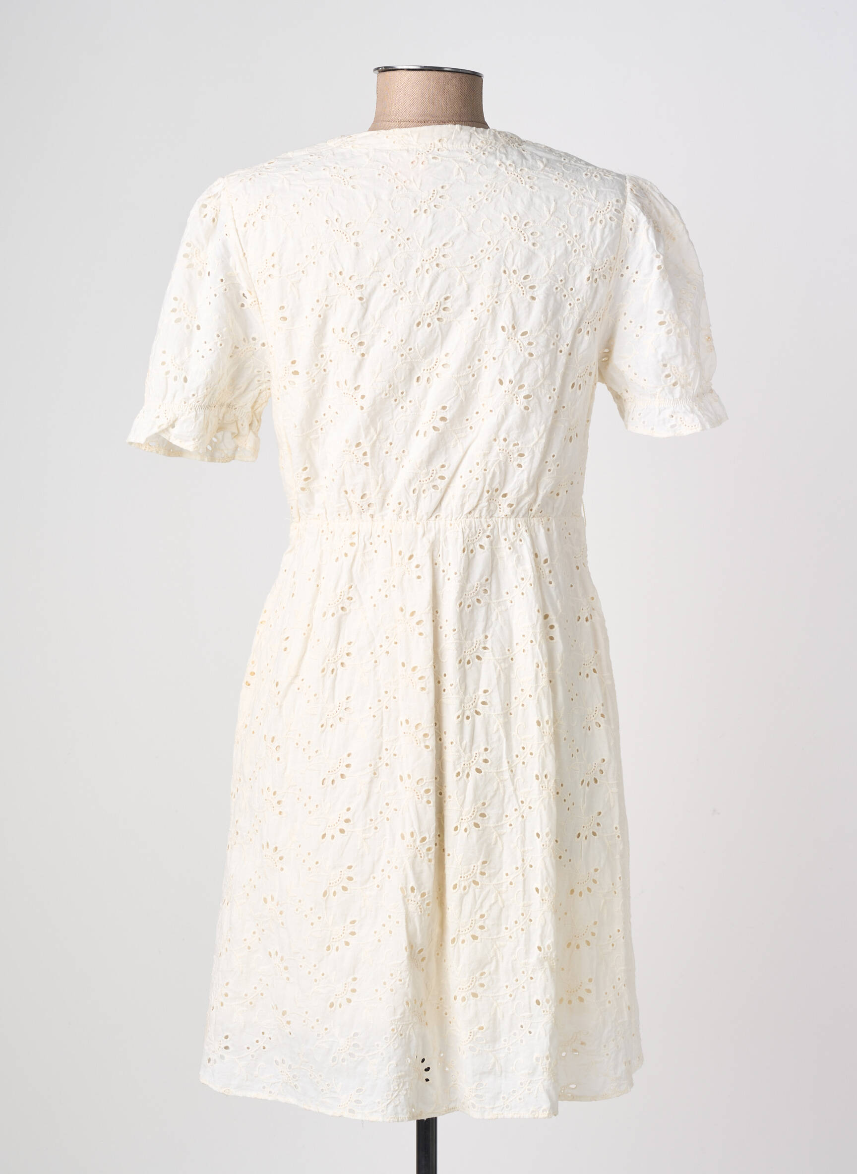 Robe mi-longue coupe fluide manches courtes beige RUE MAZARINE femme
