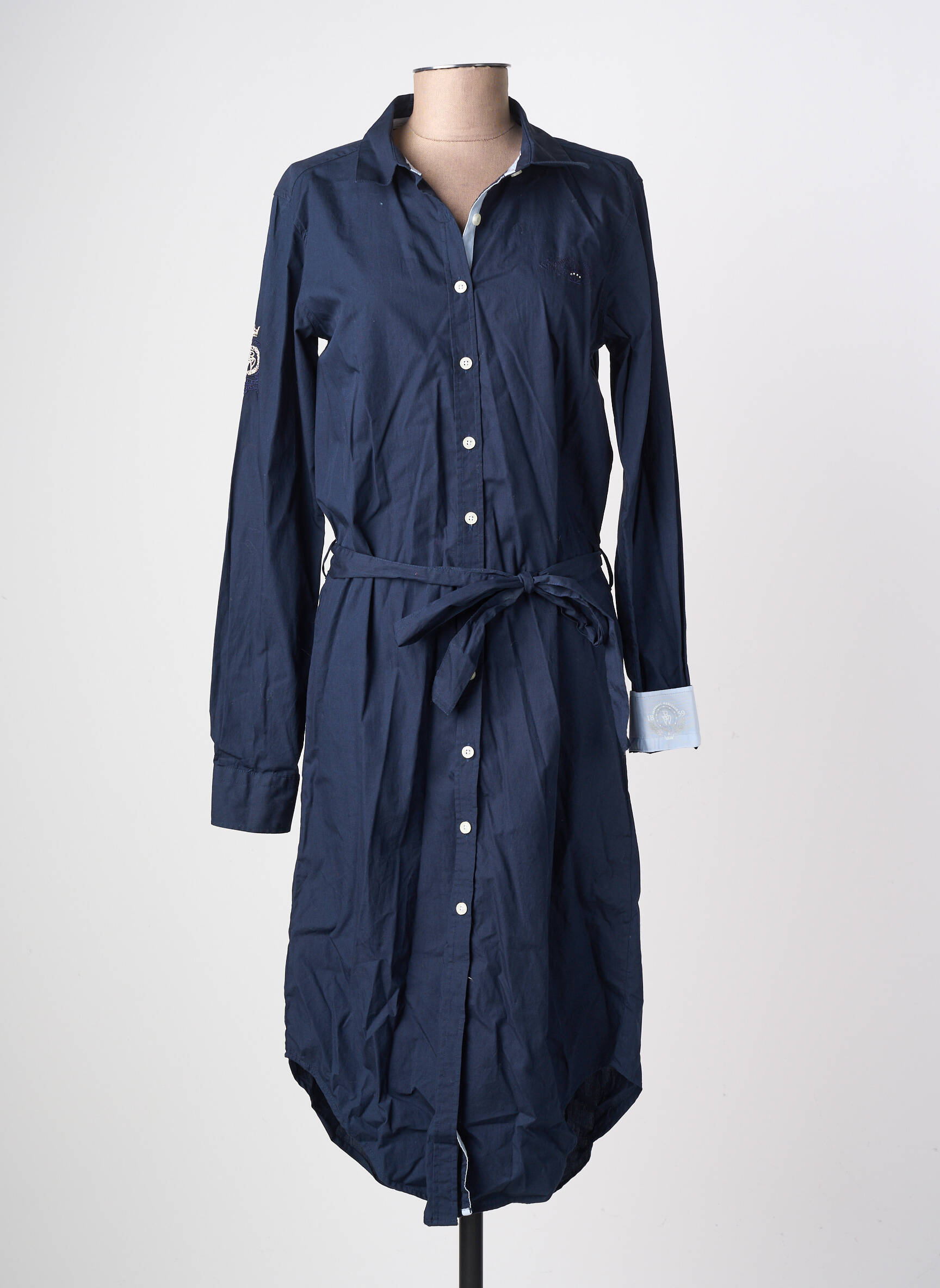Robe mi-longue manches longues manches longues bleu BLACK WELLIS femme