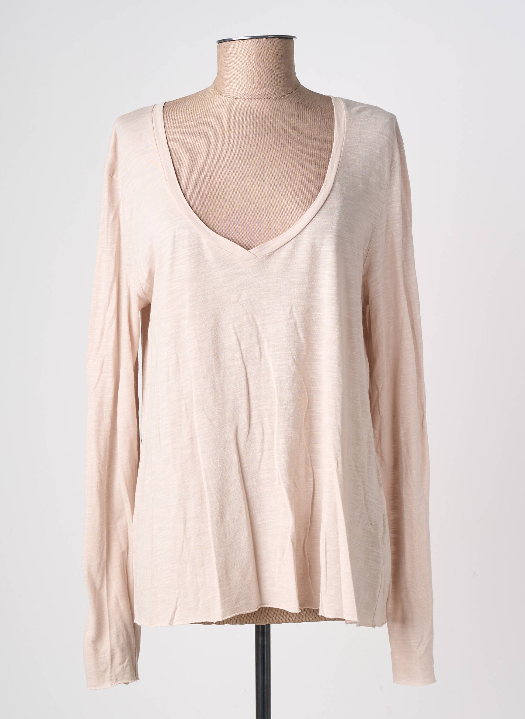 Top stretch manches longues beige AMERICAN VINTAGE femme