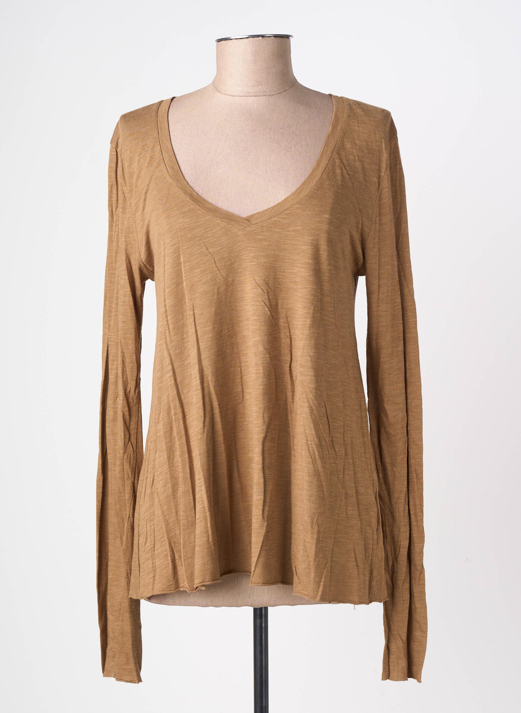 Top stretch manches longues marron AMERICAN VINTAGE femme
