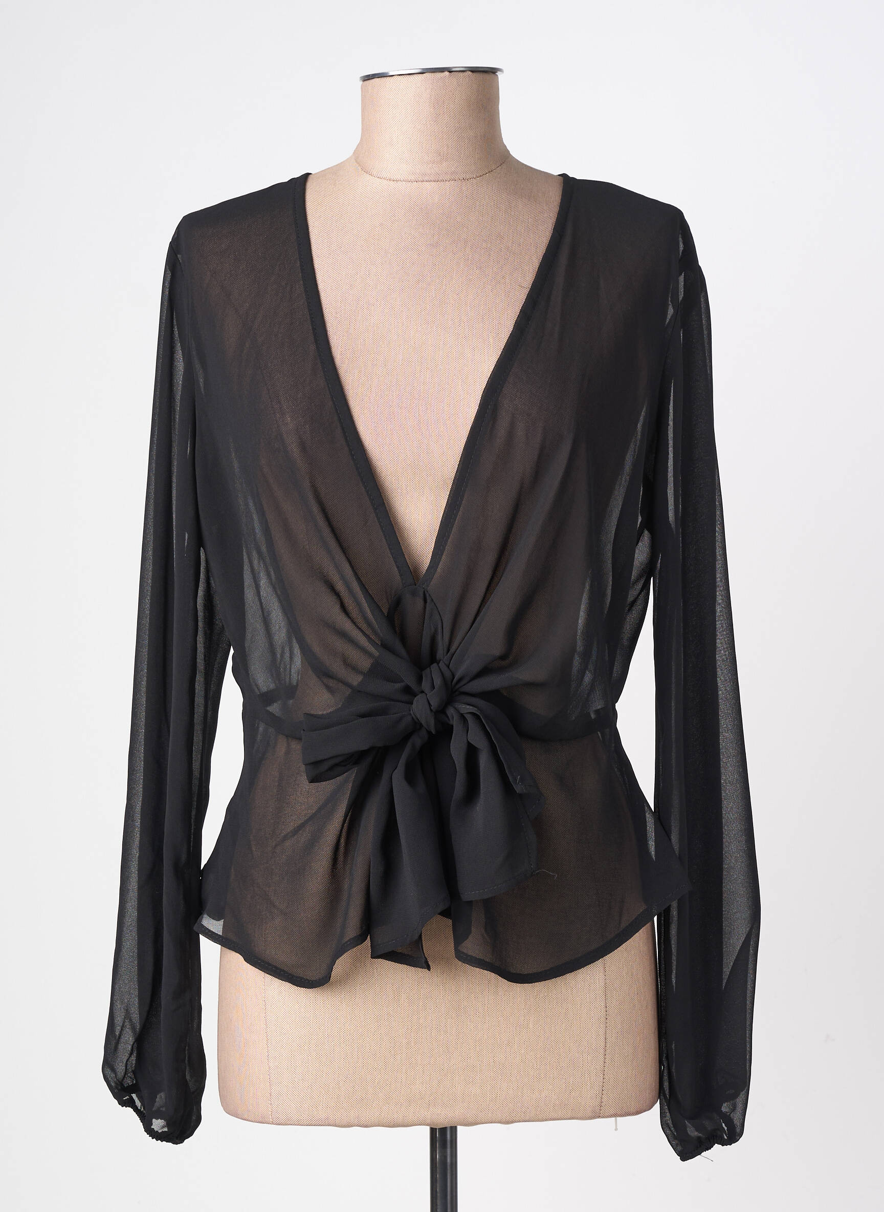 Top coupe fluide manches longues noir RINASCIMENTO femme
