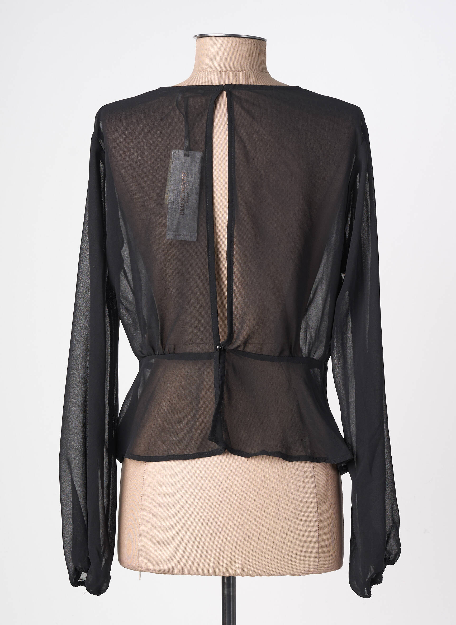 Top coupe fluide manches longues noir RINASCIMENTO femme
