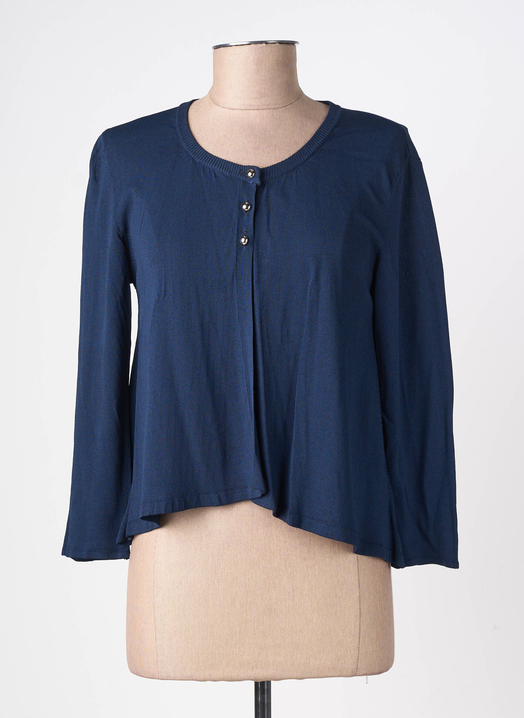 Gilet manches longues col rond bleu RINASCIMENTO femme