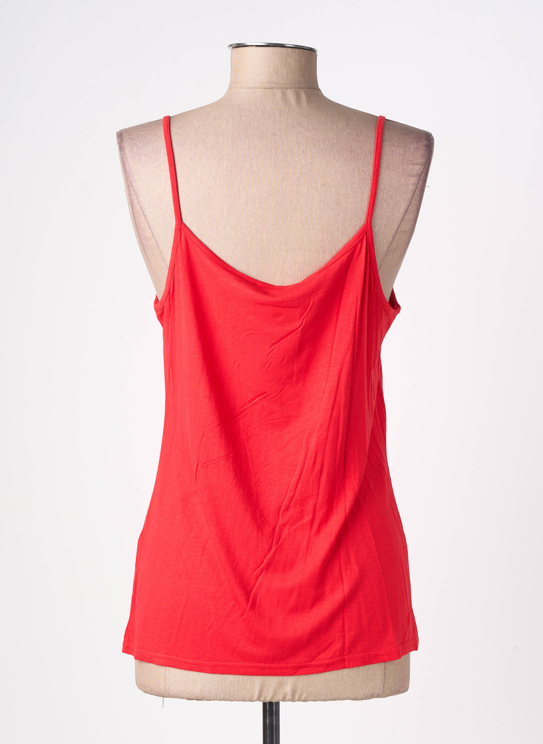 T-shirt stretch fines bretelles rouge VANGO femme